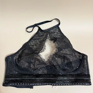 NWT Victoria's Secret Black Lace Halter Bralette Bra Top